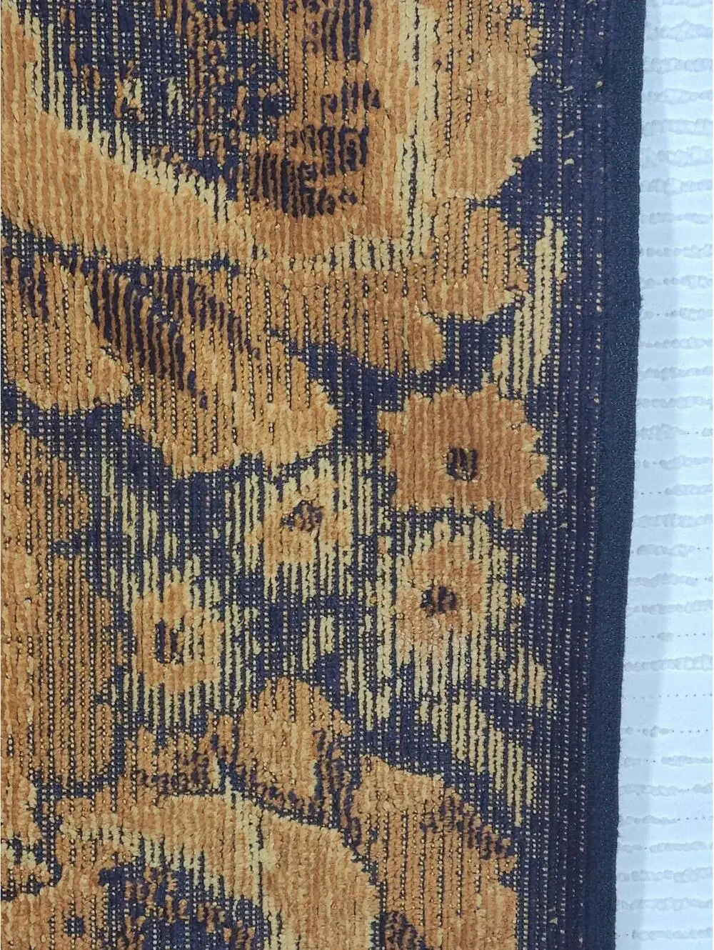 Vtg 70s Fieldcrest Poppies Bath Towel Black Gold 100% Cotton Bathmat Retro Rare